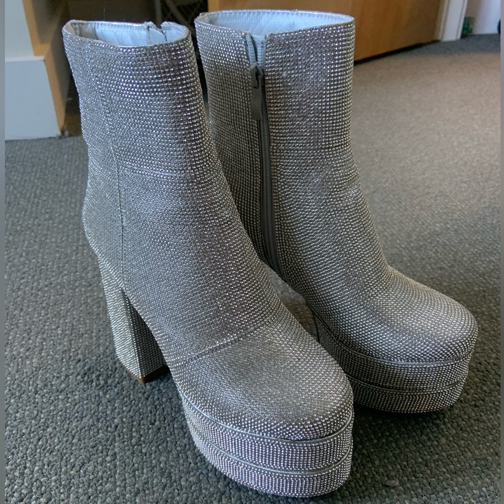 Retro Gal Rhinestone Heel Booties